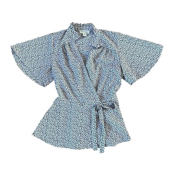 Monteau Tops - Monteau Los Angeles Speckled Flutter Sleeve Wrap Blouse | Size S